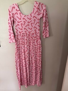 Girls' Pink Candy Cane Print Maxi One-Piece Romper